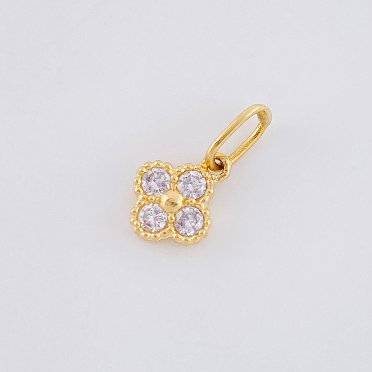 Dije Flor Trebol Cuatro Hojas 0.5 g / 1.2 cm Oro Amarillo 18K