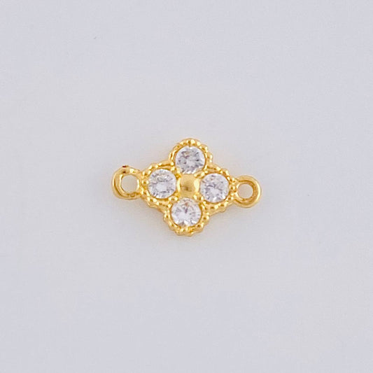 Herraje Flor Trebol Cuatro Hojas 0.45 g / 1 cm Oro Amarillo 18K