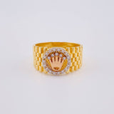 Anillo Correa Enmallada Corona 4.9 g / T6 1/2 Dos Oros Amarillo Rosa 18K