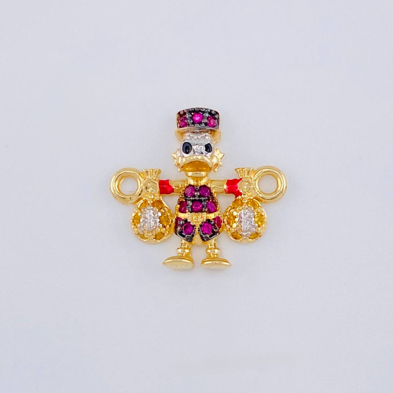 Herraje Pato Bolsa Dinero 1.55 g / 1.6 cm Dos Oros Amarillo Blanco 18K