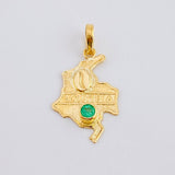 Dije Mapa Colombia Esmeralda 12 Pts 1.05 g / 3.5 cm Oro Amarillo 18K