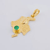 Dije Mapa Colombia Esmeralda 12Pts 1.05 g / 3.5 cm Oro Amarillo 18K