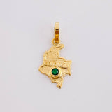Dije Mapa Colombia Esmeralda 6Pts 0.75 g / 2.7 cm Oro Amarillo 18K