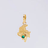 Dije Mapa Colombia Esmeralda 6Pts 0.75 g / 2.7 cm Oro Amarillo 18K