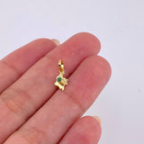 Dije Mapa Colombia Esmeralda 3Pts 0.2 g / 2.2 cm Oro Amarillo 18K