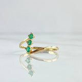 Anillo Trio Vertical Esmeraldas 18Pts 1.2 g / T7 1/2 Oro Amarillo 18K
