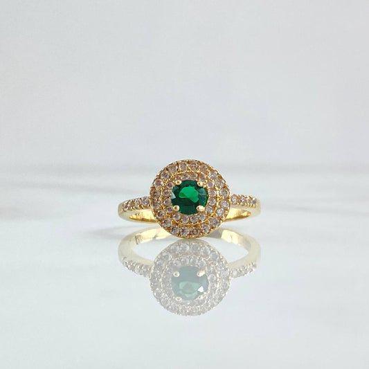 Anillo Solitario Halo Circular 3.55gr / T6 1/2 / Oro Amarillo 18K