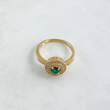 Anillo Solitario Halo Circular 3.55gr / T6 1/2 / Oro Amarillo 18K