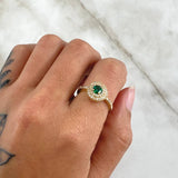 Anillo Solitario Halo Circular 3.55gr / T6 1/2 / Oro Amarillo 18K