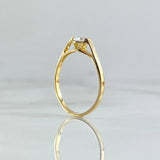 Anillo Solitario Basteado 1.25gr / T5 1/2 / Circon Blanco Oro Amarillo 18K