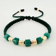 Pulsera Verde Morralla Cubica 4mm Cilindros 6und / Oro Amarillo 18K ©