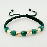 Pulsera Verde Morralla Cubica 5mm Cilindros 6und / Oro Amarillo 18K *