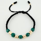 Pulsera Negra Morralla Cubica 5mm Cilindros 6und / Oro Amarillo 18K ©