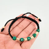 Pulsera Negra Morralla Cubica 5mm Cilindros 6und / Oro Amarillo 18K *