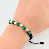 Pulsera Negra Morralla Cubica 5mm Cilindros 6und / Oro Amarillo 18K *