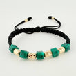 Pulsera Negra Morralla Cubica 4mm Cilindros 6und / Oro Amarillo 18K *