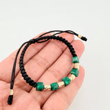Pulsera Negra Morralla Cubica 4mm Cilindros 6und / Oro Amarillo 18K *