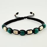 Pulsera Negra Morralla Cubica 5mm Cilindros 6und / Oro Amarillo 18K ©