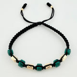 Pulsera Negra Morralla Cubica 5mm Cilindros 6und / Oro Amarillo 18K ©
