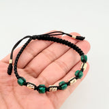 Pulsera Negra Morralla Cubica 5mm Cilindros 6und / Oro Amarillo 18K ©