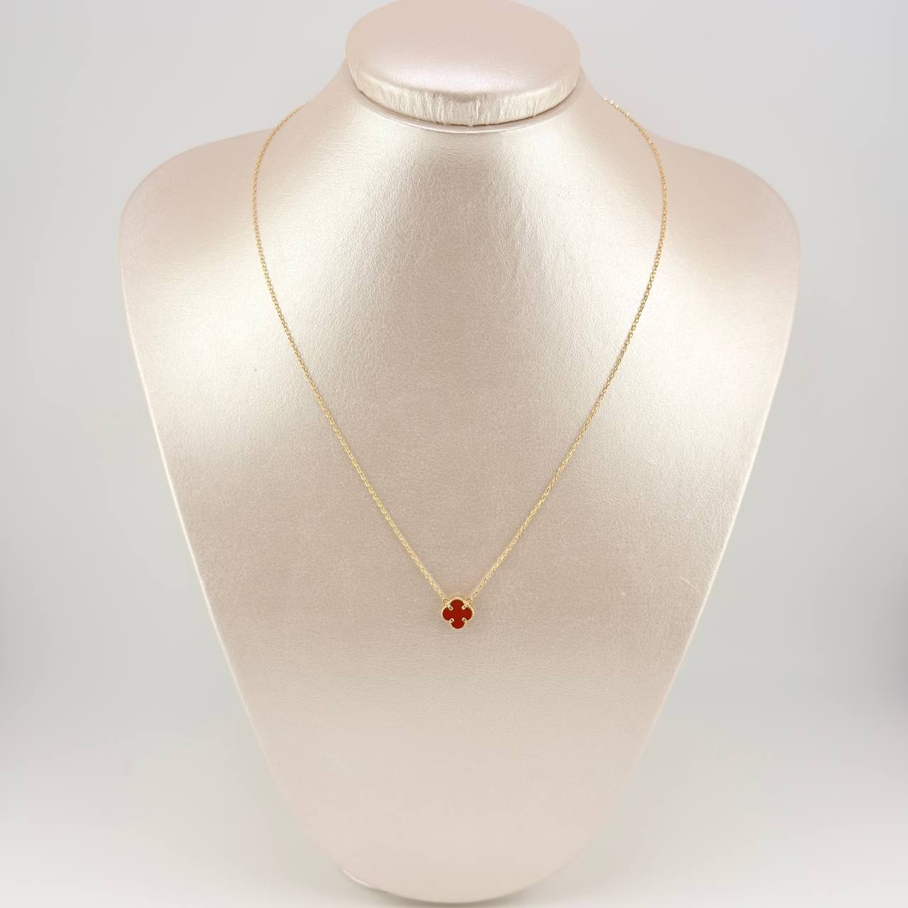 Cadena Aro Seguido Trebol Rojo 2.65gr / 44cm-41cm / 1mm Oro Amarillo Nac.Esp. 18K *