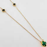 Cadena Aro Seguido Trebol Verde 3gr / 44cm-46.5cm / 0.9mm Oro Amarillo Nac.Esp. 18K ©