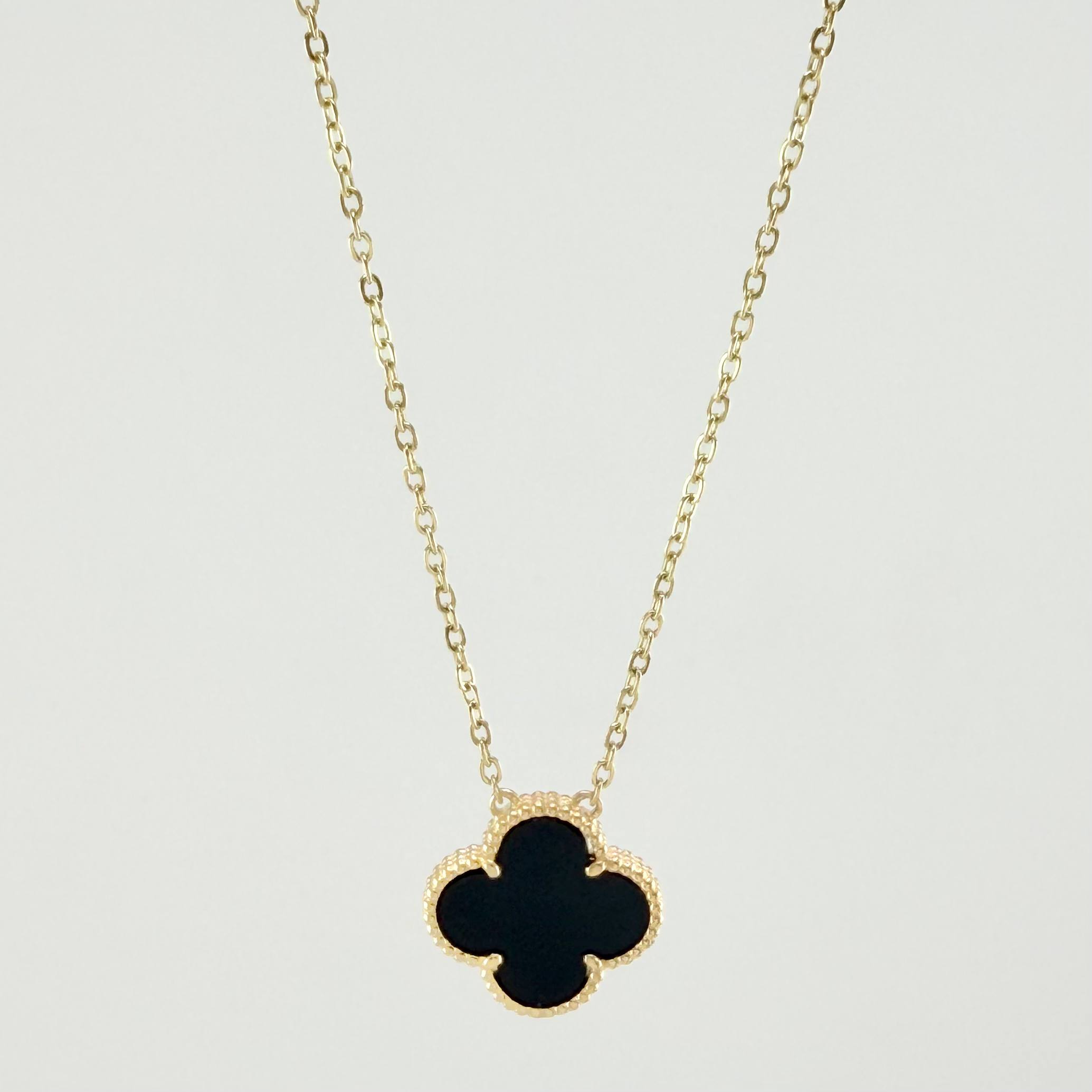 Cadena Aro Seguido Trebol Negro 3.95gr / 50cm / 1.2mm Oro Amarillo Nac.Esp. 18K ©