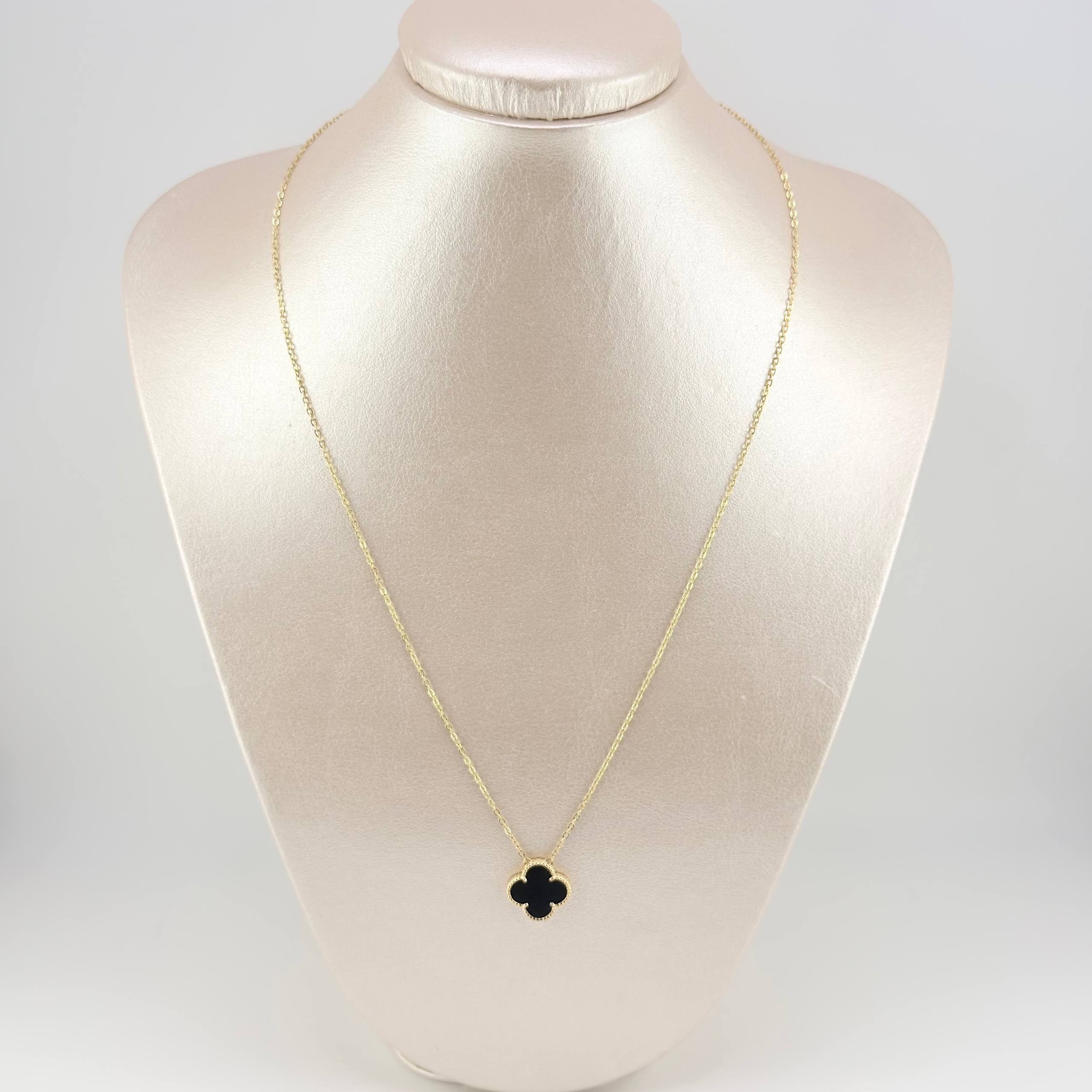 Cadena Aro Seguido Trebol Negro 3.95gr / 50cm / 1.2mm Oro Amarillo Nac.Esp. 18K ©