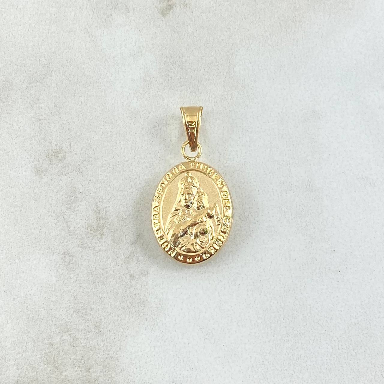 Dije Virgen del Carmen 1.05gr / 2.4cm / Ovalo Cargador Liso Oro Amarillo 18K ©