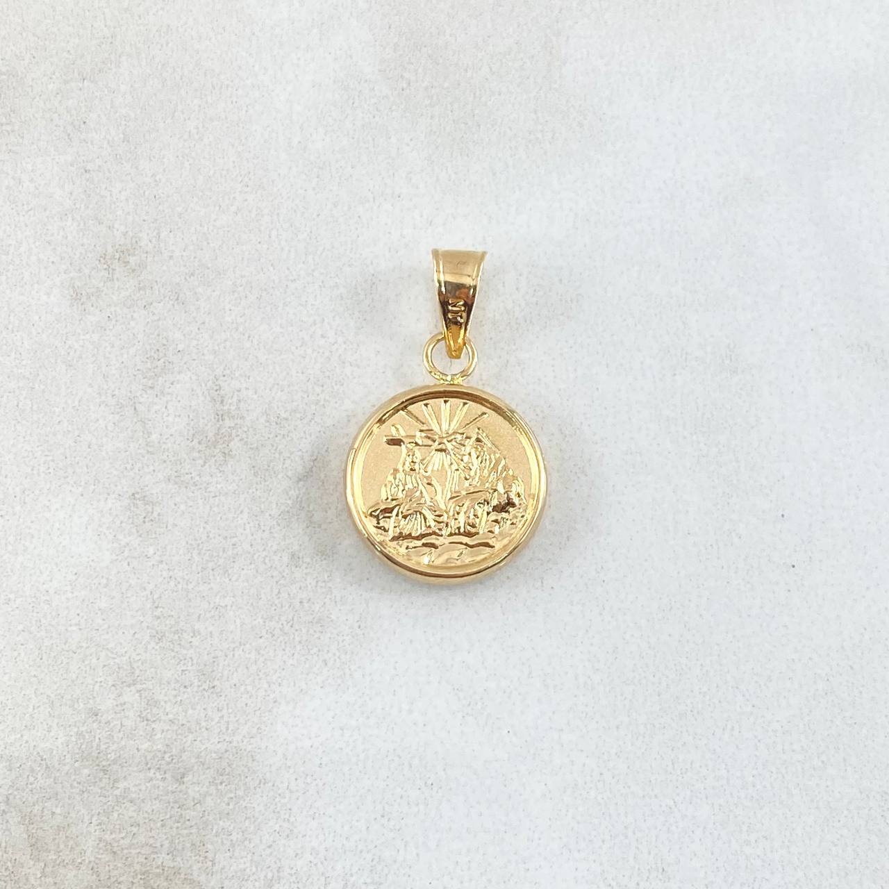 Dije Santísima Trinidad 0.85gr / 2.2cm / Circulo Mate Troquelado Oro Amarillo 18K ©