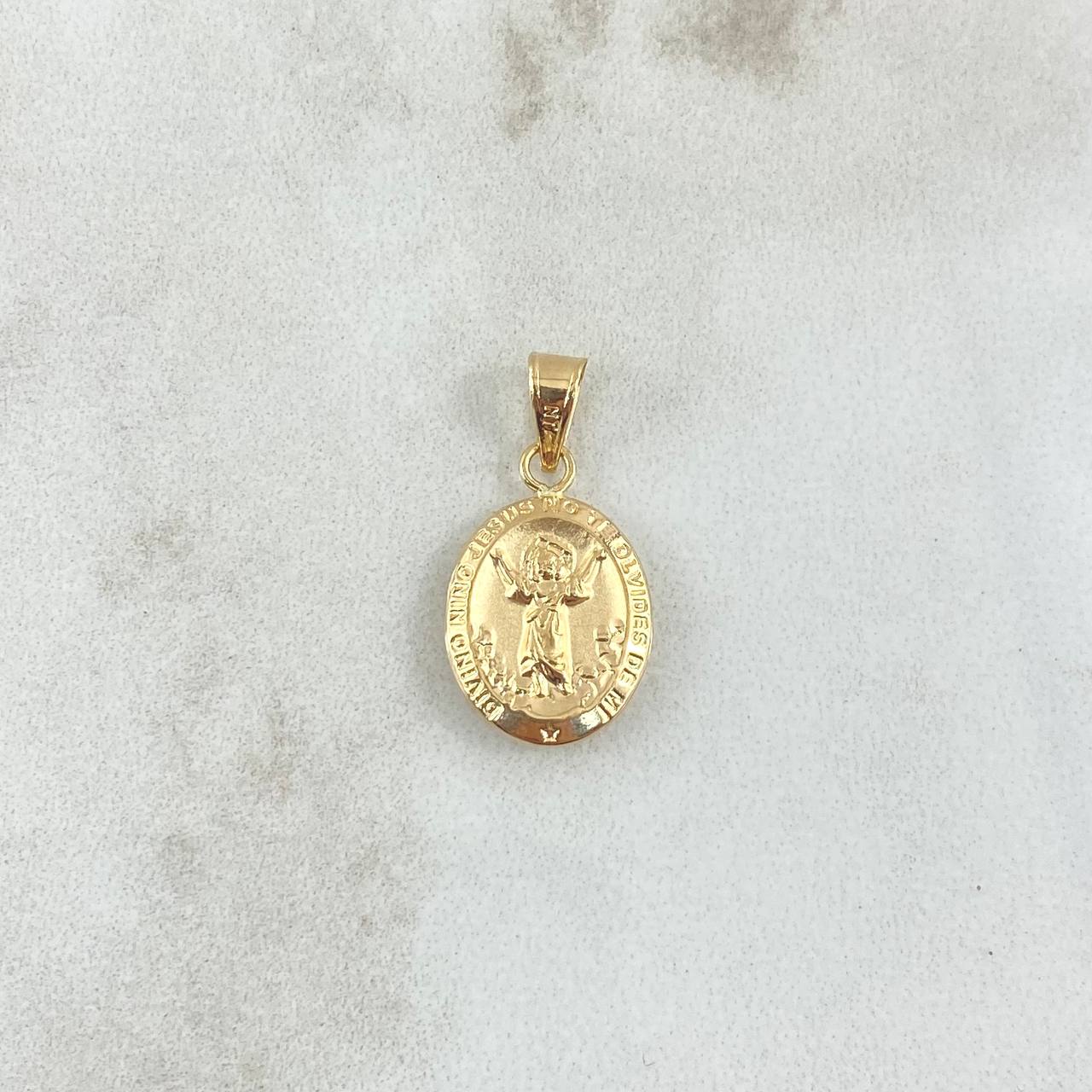 Dije Divino Niño 0.65gr / 2cm / Ovalo Mate Troquelado Oro Amarillo 18K ©