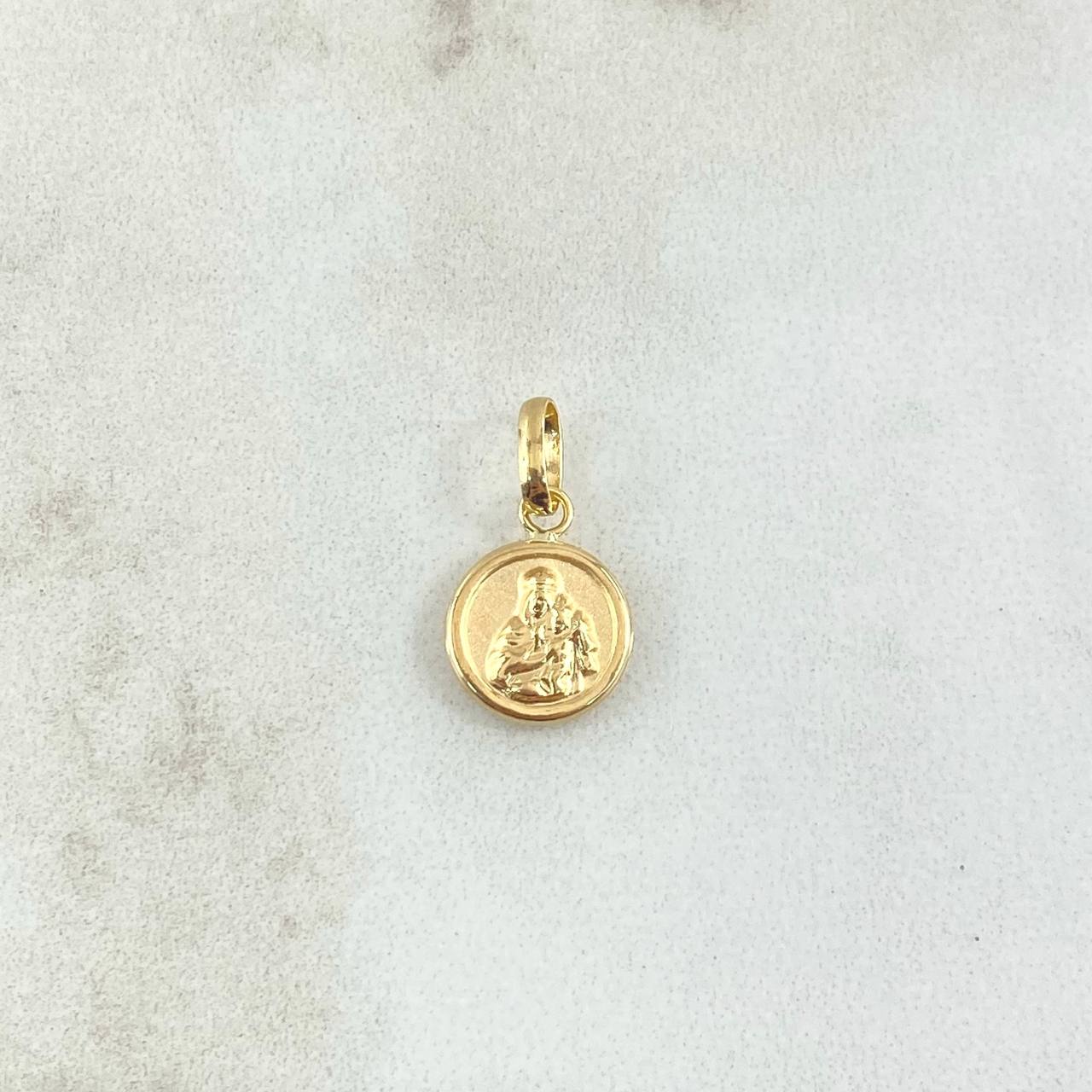 Dije Virgen del Carmen 0.45gr / 1.5cm / Cargador Liso Oro Amarillo 18K ©
