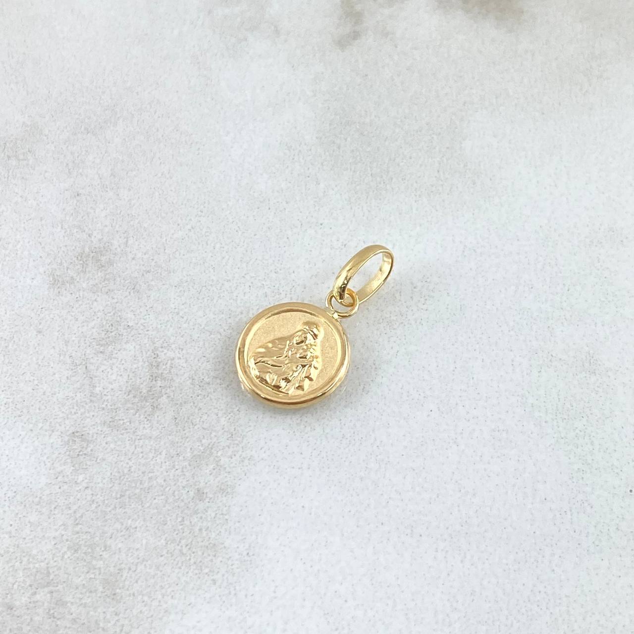 Dije Virgen del Carmen 0.45gr / 1.5cm / Cargador Liso Oro Amarillo 18K ©