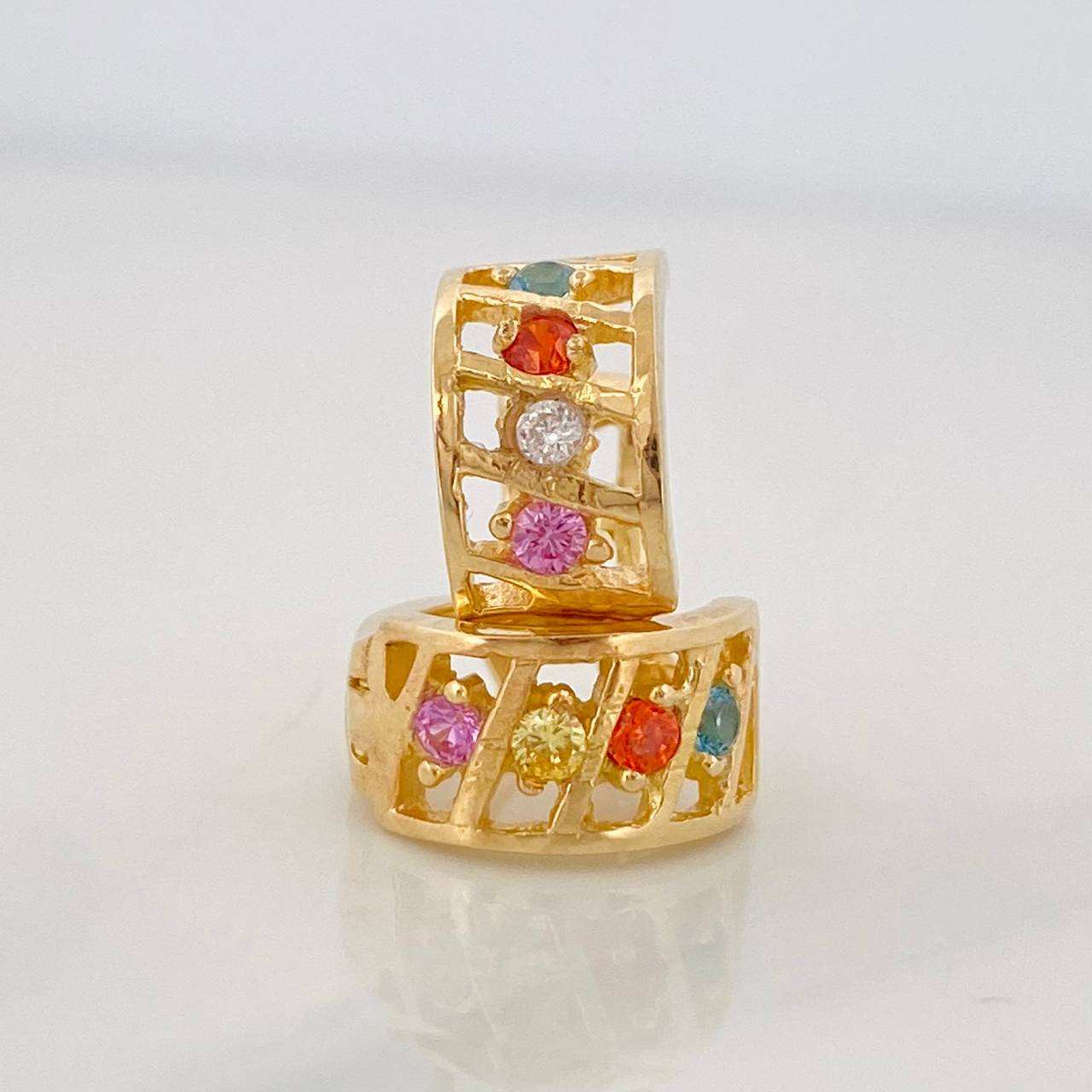 Candongas Carril Rayado 3.45g / 1.2cm Oro Amarillo 18K