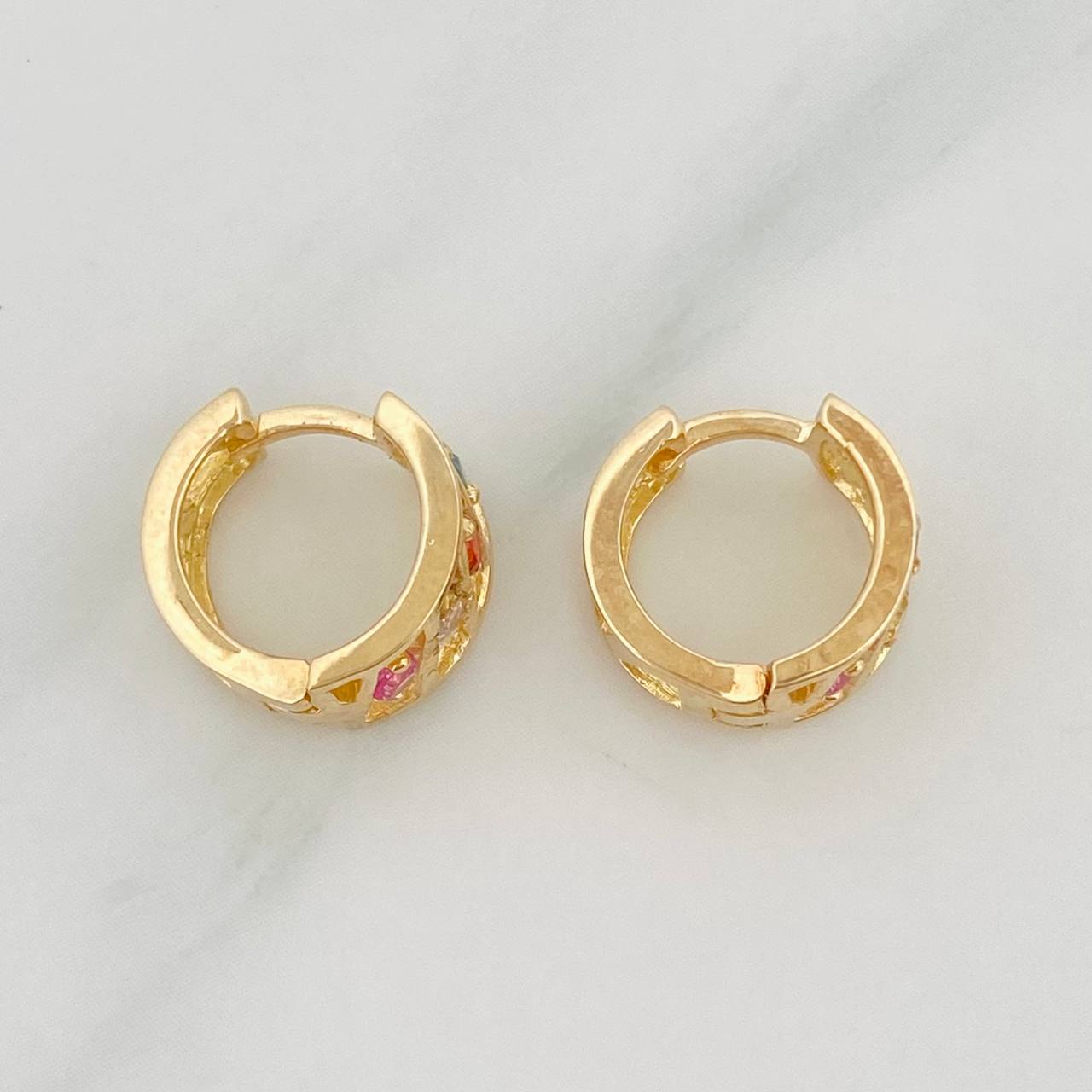 Candongas Carril Rayado 3.45g / 1.2cm Oro Amarillo 18K