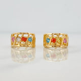 Candongas Carril Rayado 3.45g / 1.2cm Oro Amarillo 18K