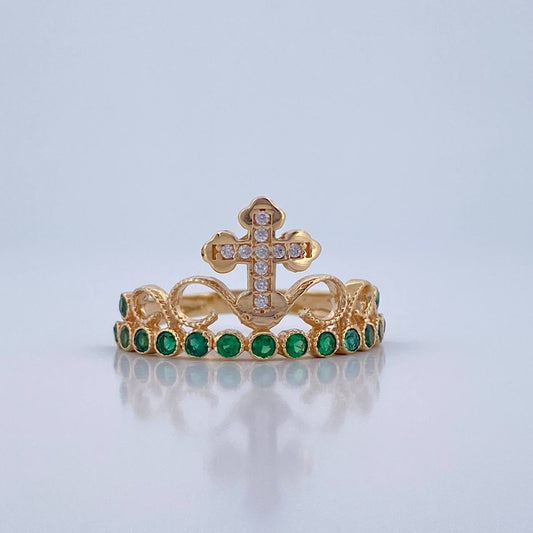 Anillo Corona Cruz 2.45gr / T6 1/2 / Oro Amarillo 18K &
