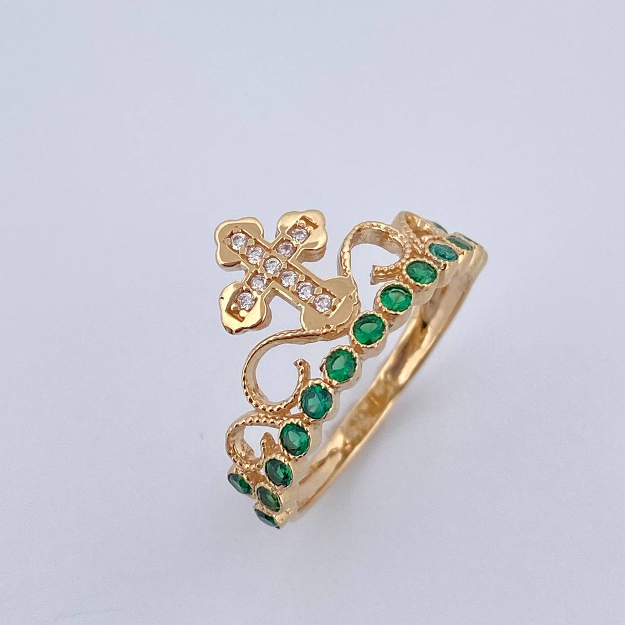 Anillo Corona Cruz 2.45gr / T6 1/2 / Oro Amarillo 18K &