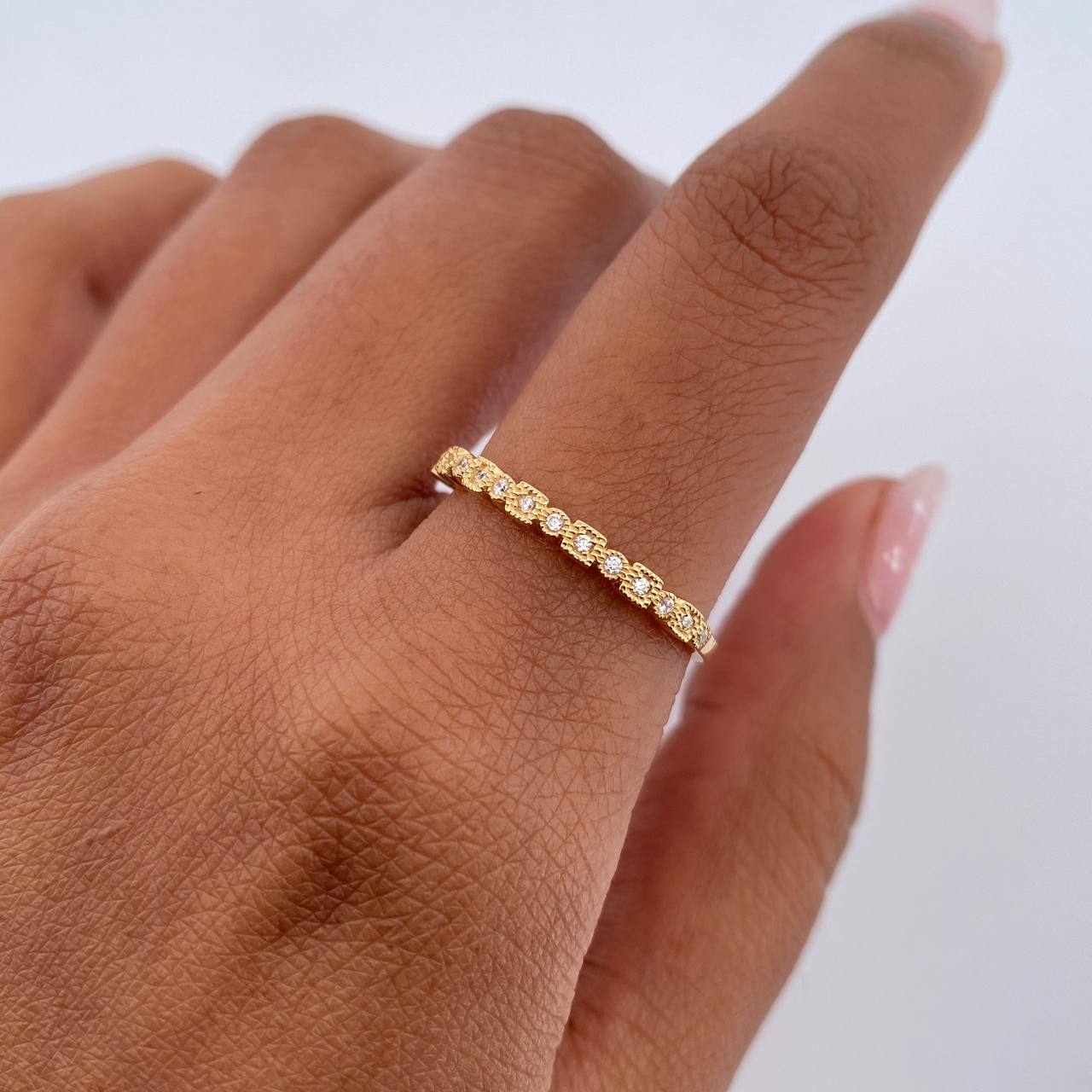 Anillo Churumbela Circulos Cuadros 1.55gr / T7 1/4 / Oro Amarillo 18K &