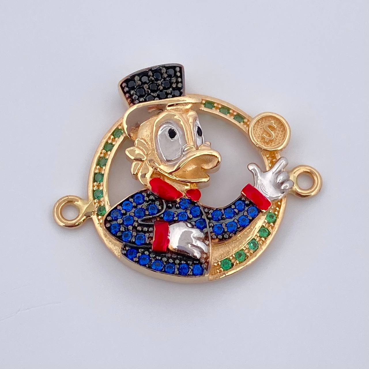 Herraje Pato Inspirado 4.15gr / 2.1cm / Dos Oros Amarillo Blanco 18K &