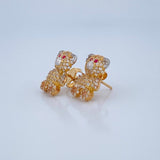 Topos Oso 4.05gr / 1.5cm / Dos Oros Amarillo Blanco 18K &