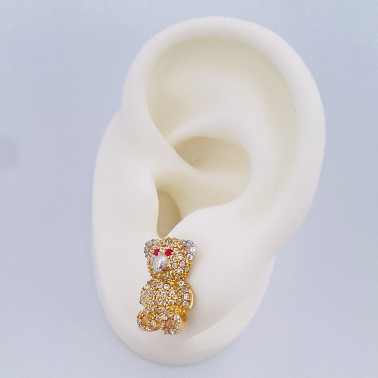 Topos Oso 4.05gr / 1.5cm / Dos Oros Amarillo Blanco 18K &