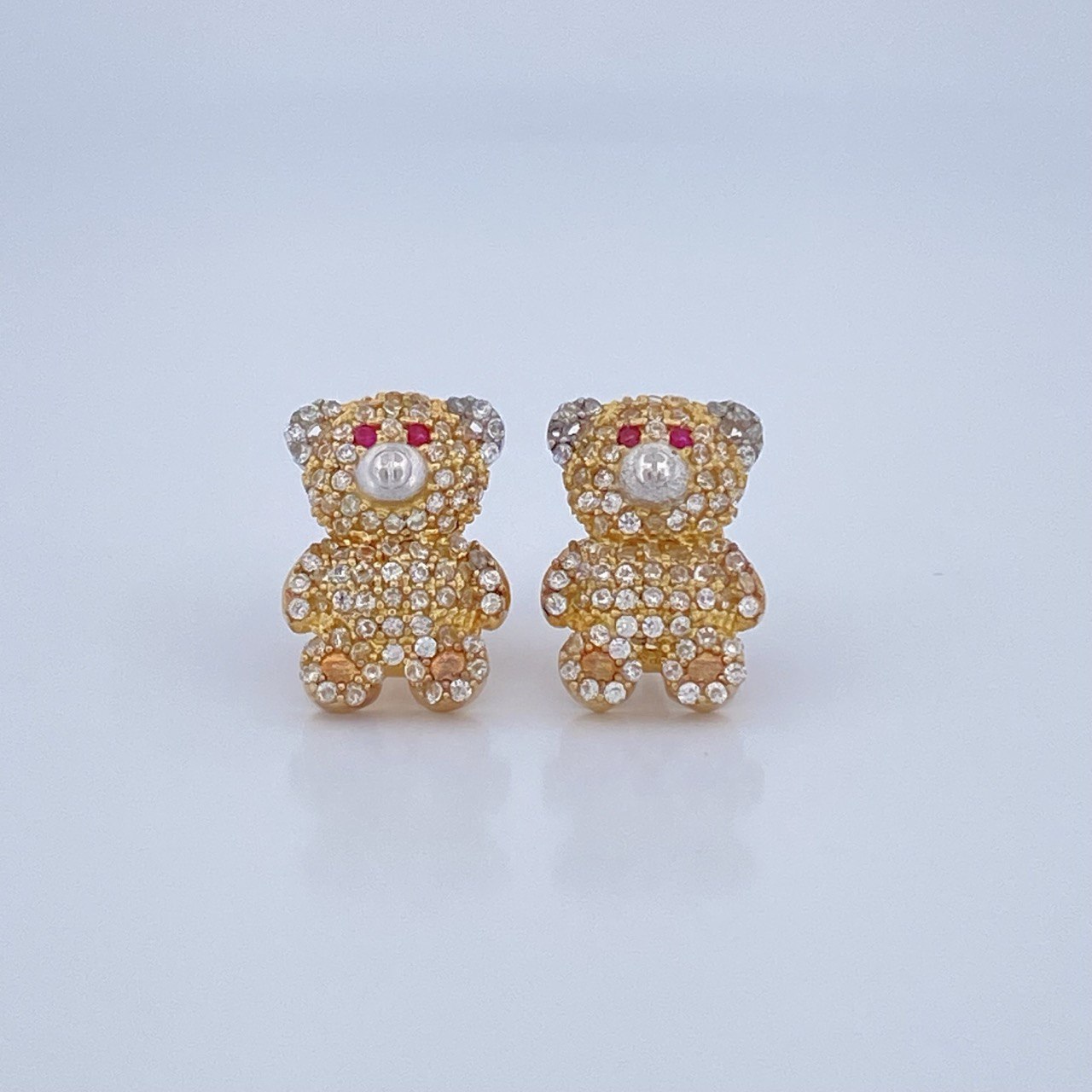 Topos Oso 4.05gr / 1.5cm / Dos Oros Amarillo Blanco 18K &