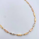 Cadena Rustica Rectangular 13.2gr / 60.8cm / 3.5mm Diamantada Tres Oros 18K $