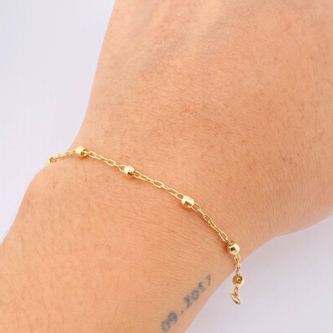 Pulso Cajón Bolas 2gr / 18.5cm / 3mm Oro Amarillo +3 18K