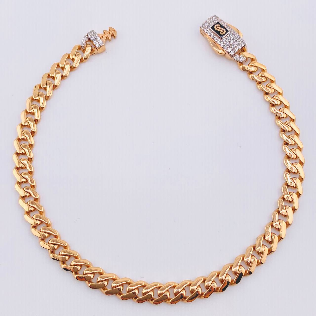 Pulso Cubano Monaco 6.4gr / 18cm / 4.9mm Oro Rosa +4 18K ©