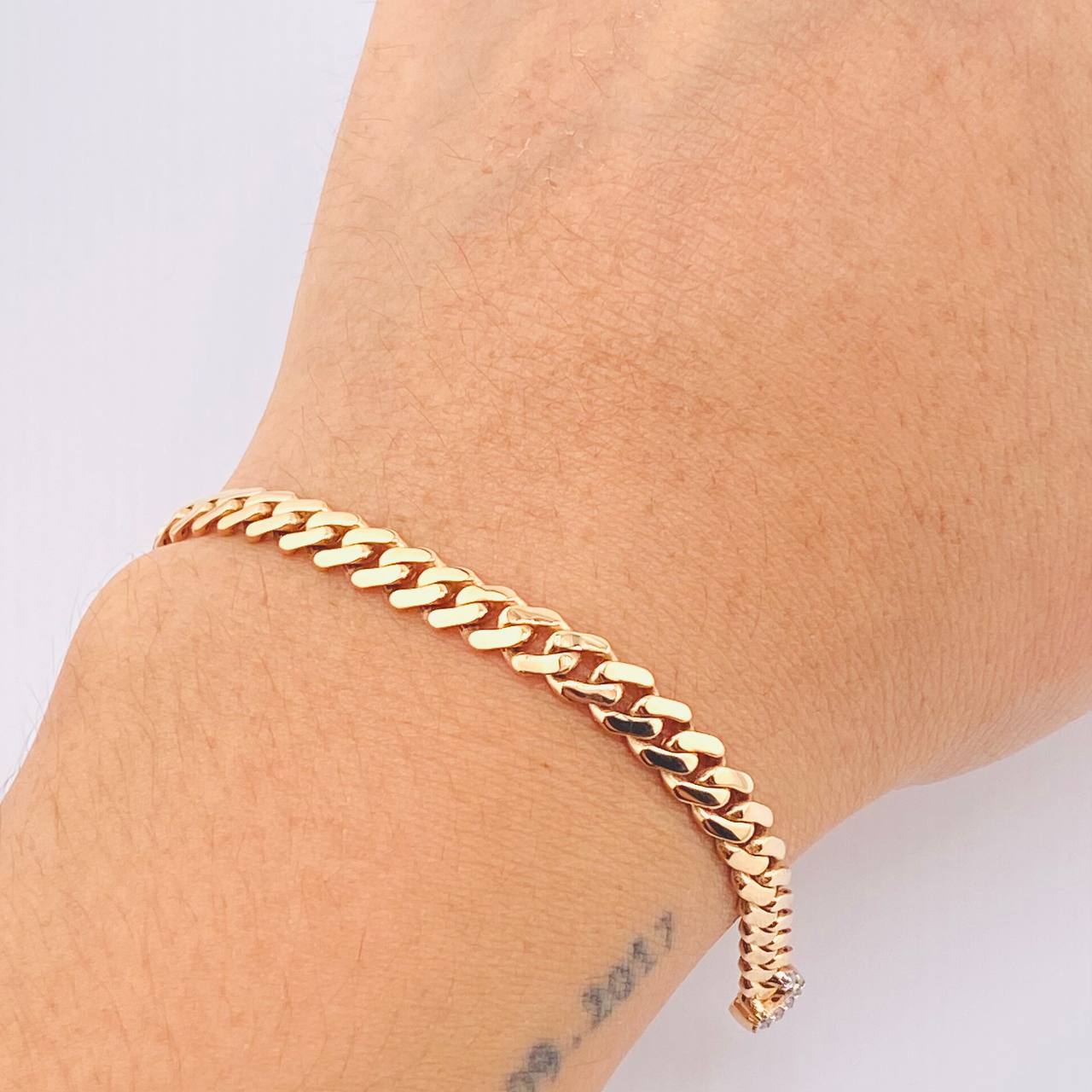 Pulso Cubano Monaco 6.4gr / 18cm / 4.9mm Oro Rosa +4 18K ©