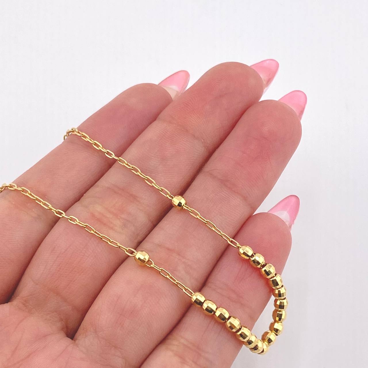 Cadena Cajón Bolas 3.85gr / 40cm / 3mm Oro Amarillo +3 18K