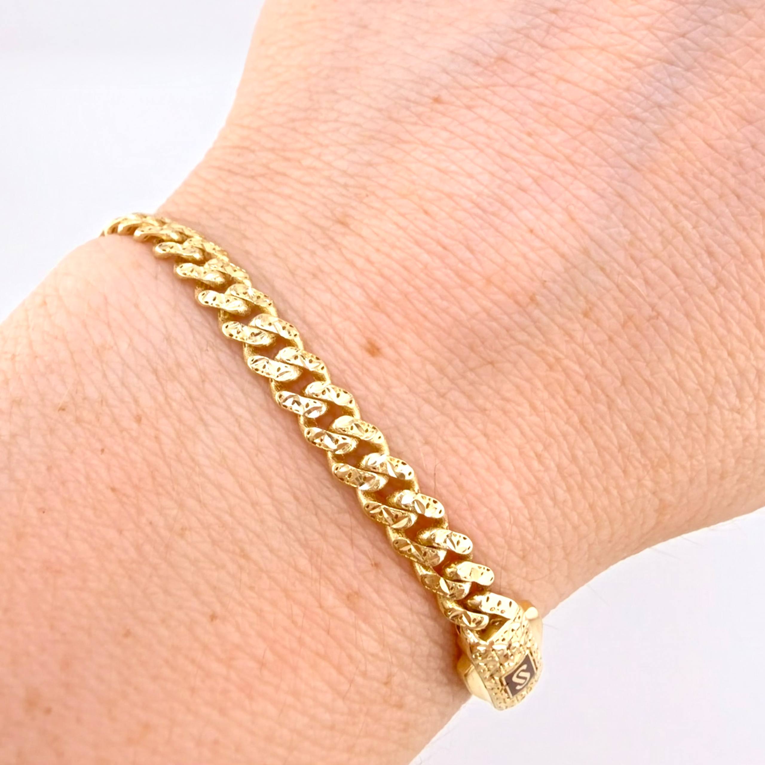 Pulso Cubano Monaco 7.2gr / 20.5cm / 5mm Oro Amarillo +4 18K *