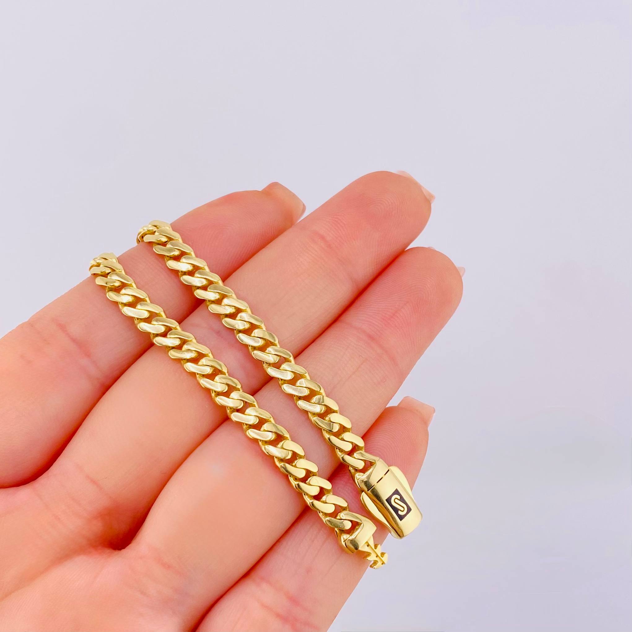 Pulso Cubano Monaco 6.25gr / 18.5cm / 5mm Oro Amarillo +4 18K *